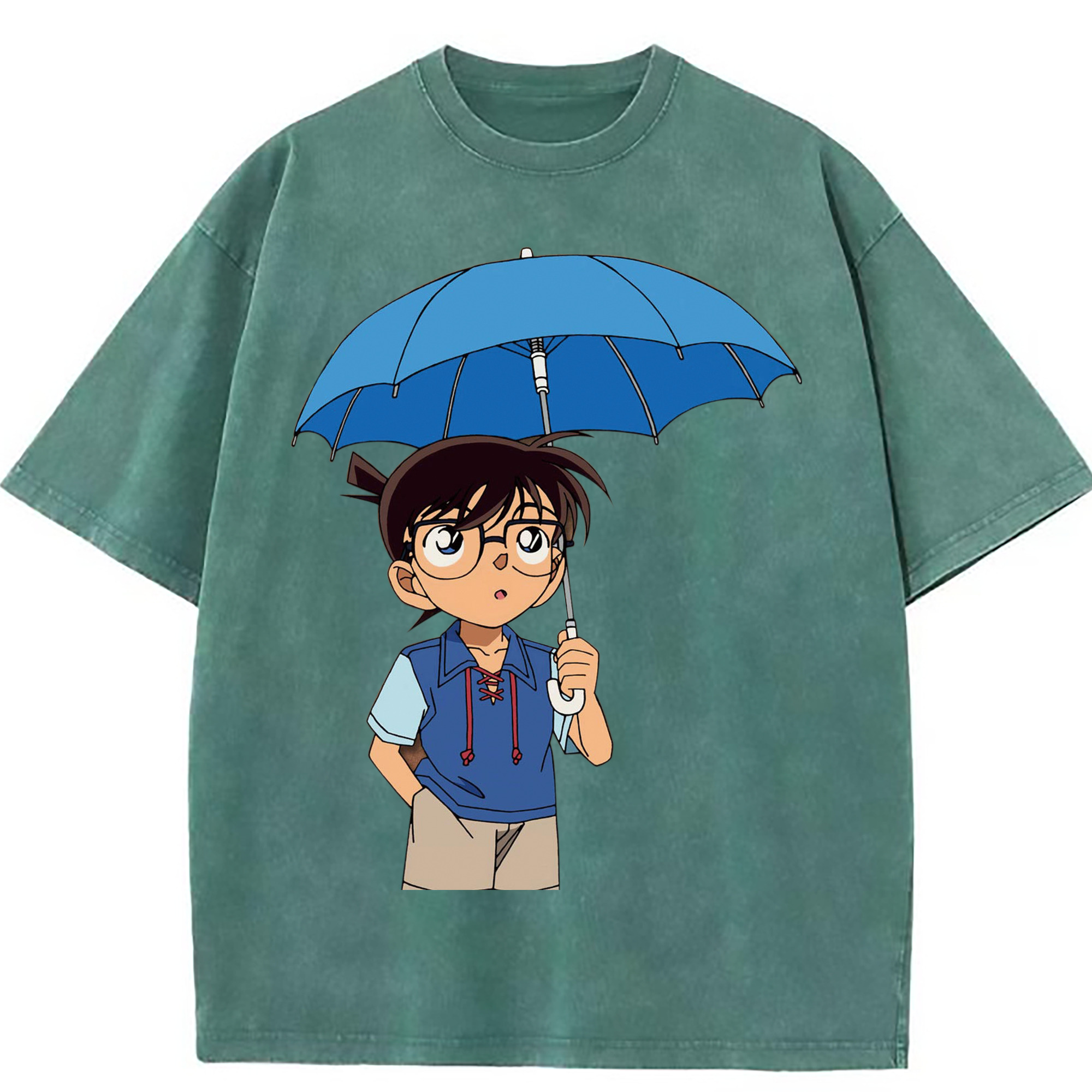 （画像用） 名探偵コナン 江戸川 コナン Detective Conan Conan Edogawa 綿100% ヴィンテージ風 半袖Tシャツ（フロントプリント）